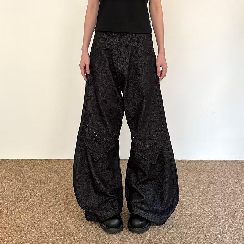 Джинсы JYL Унисекс Широкие Американский Винтаж Необработанный Деним Bootcut Премиум Повседневные Джинсовые L