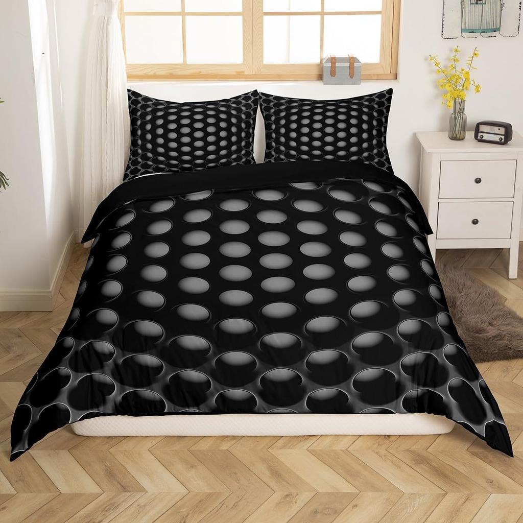 Abstract Honeycomb Coal 3D Digital Printing Three-Piece Set, Duvet Cover, Bedding Set With Pillowcase
