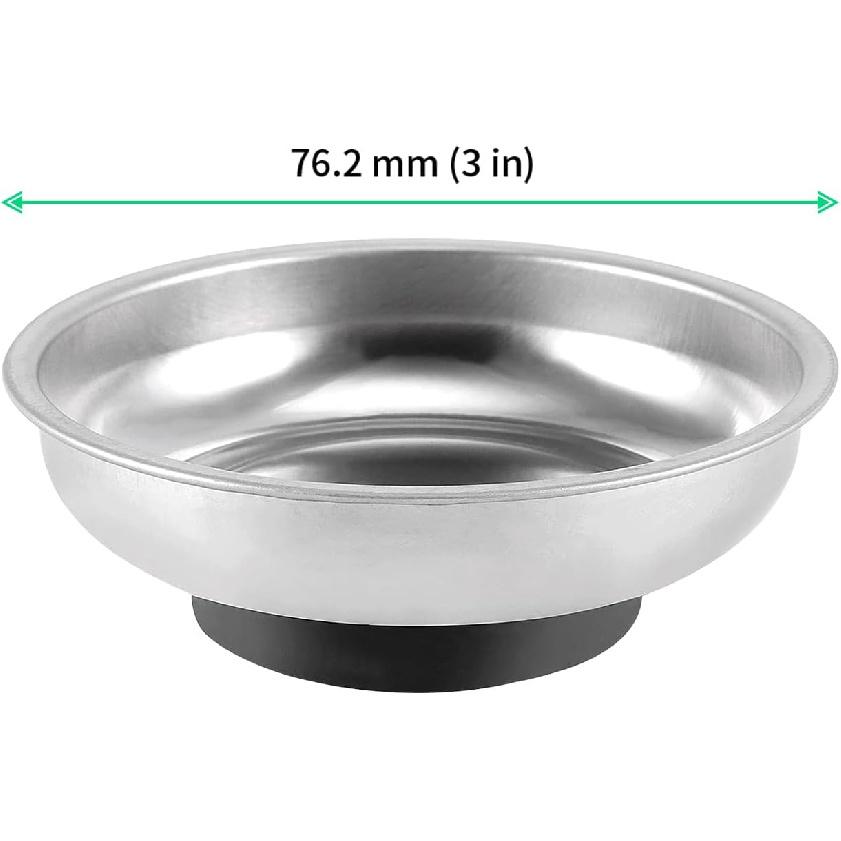 FUNSUEI 15 Packs 3 Inches Magnetic Tray, Stainless Steel Magnetic Bowl, Round Magnetic Parts Tray For P, Screws, Bolts, Nuts, Small Parts
