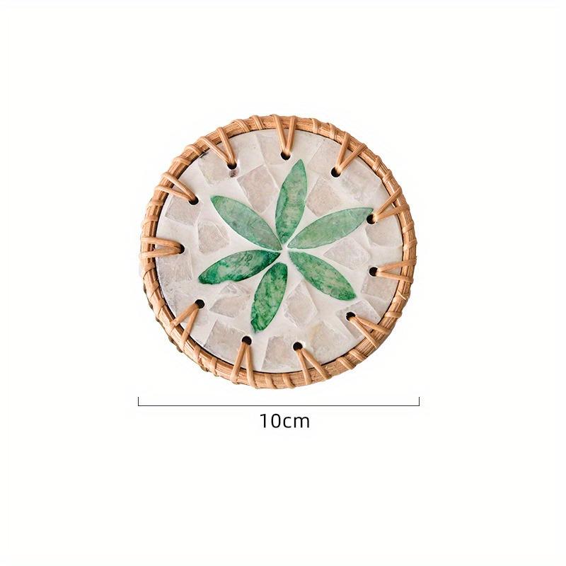 2PC handmade rattan-edged colorful shell coaster natural mother-of-pearl insulation pad light luxury insulation pad shell coaster