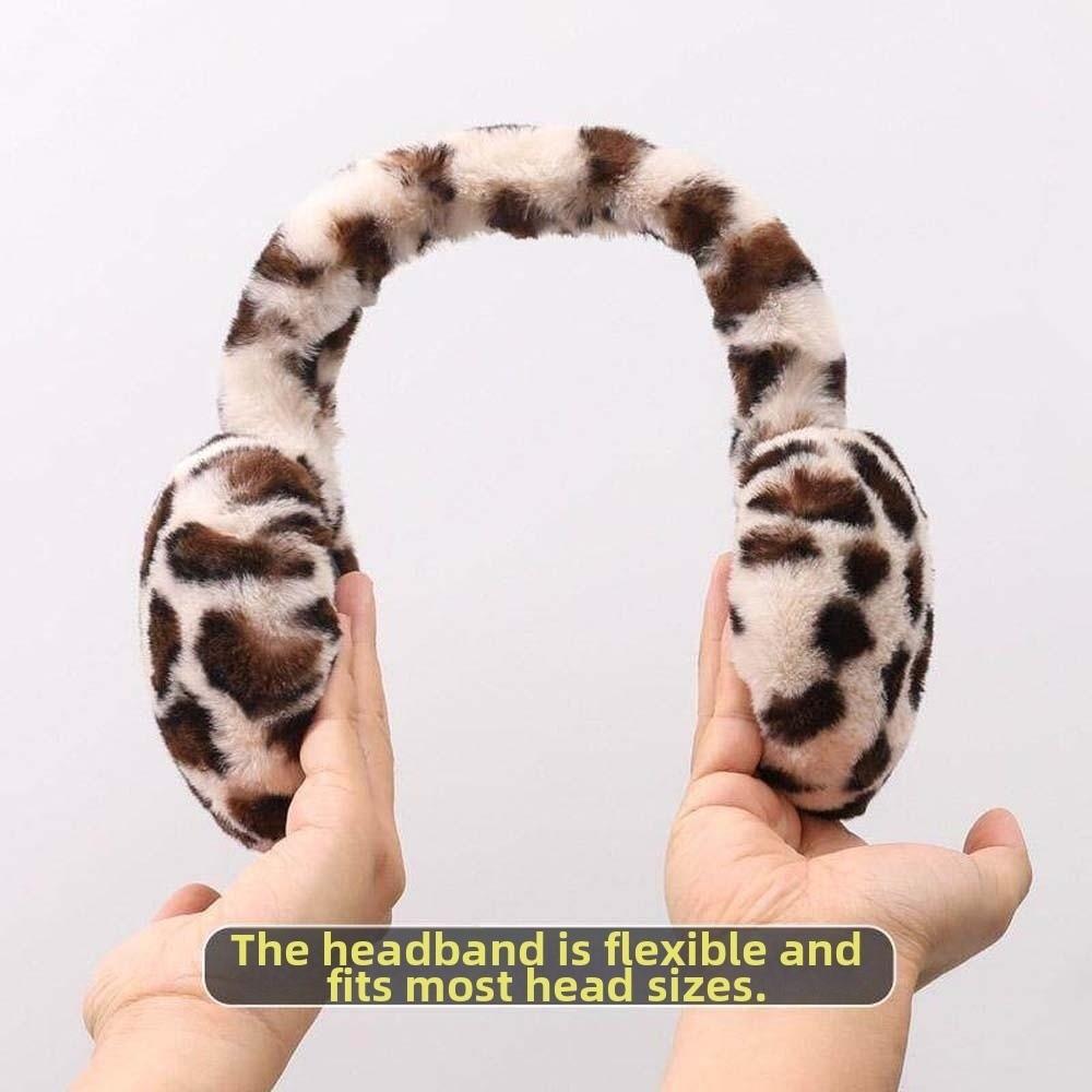 Soft Leopard Print Earmuffs Faux Fur Foldable Ear Covers Plush Ear Warmers Teens