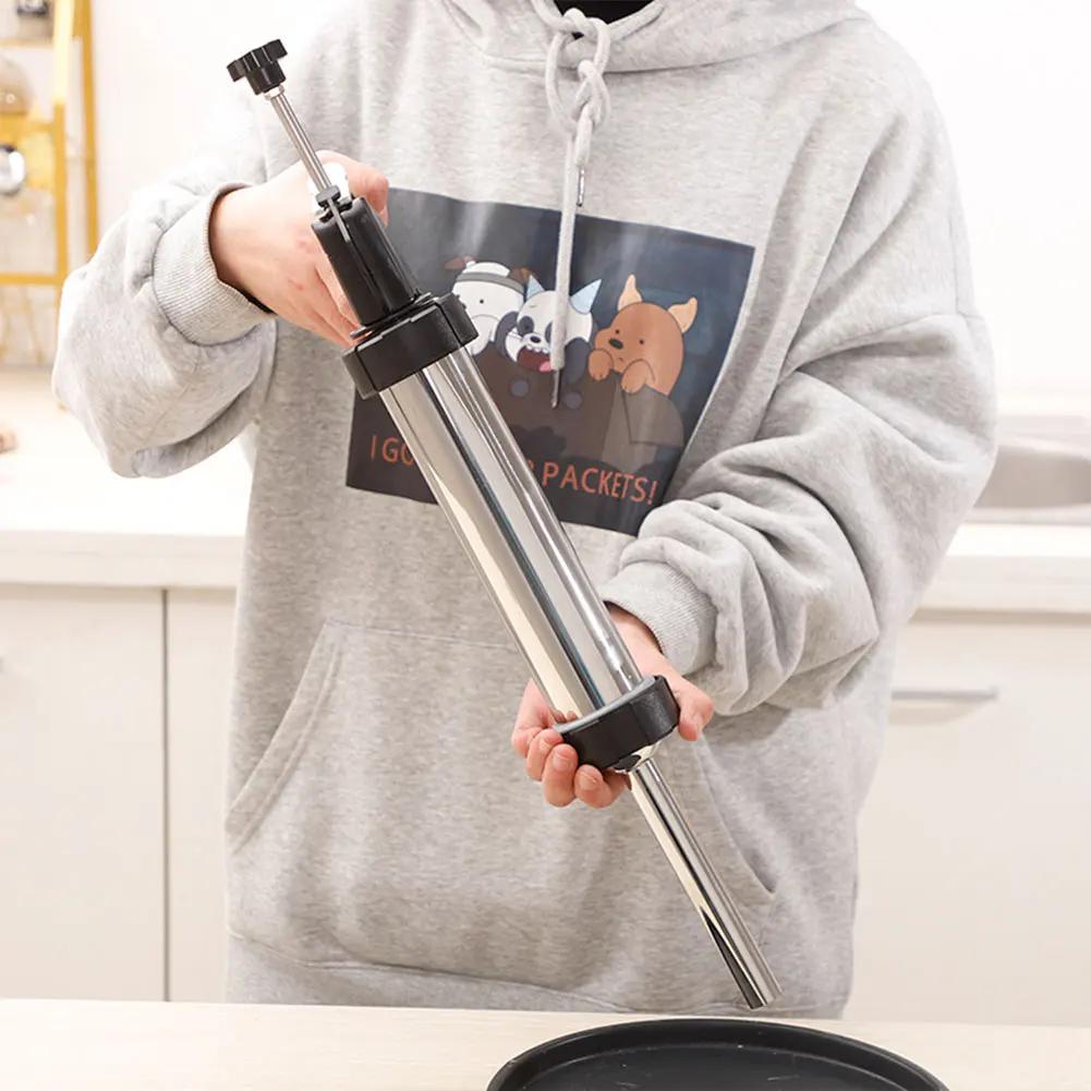 5pcs/Set Homemade Sausage Stuffer Manual Meat Syringe with 5Nozzles Sausage Machine Sausage Filler Meat Injector Meat Maker Tool