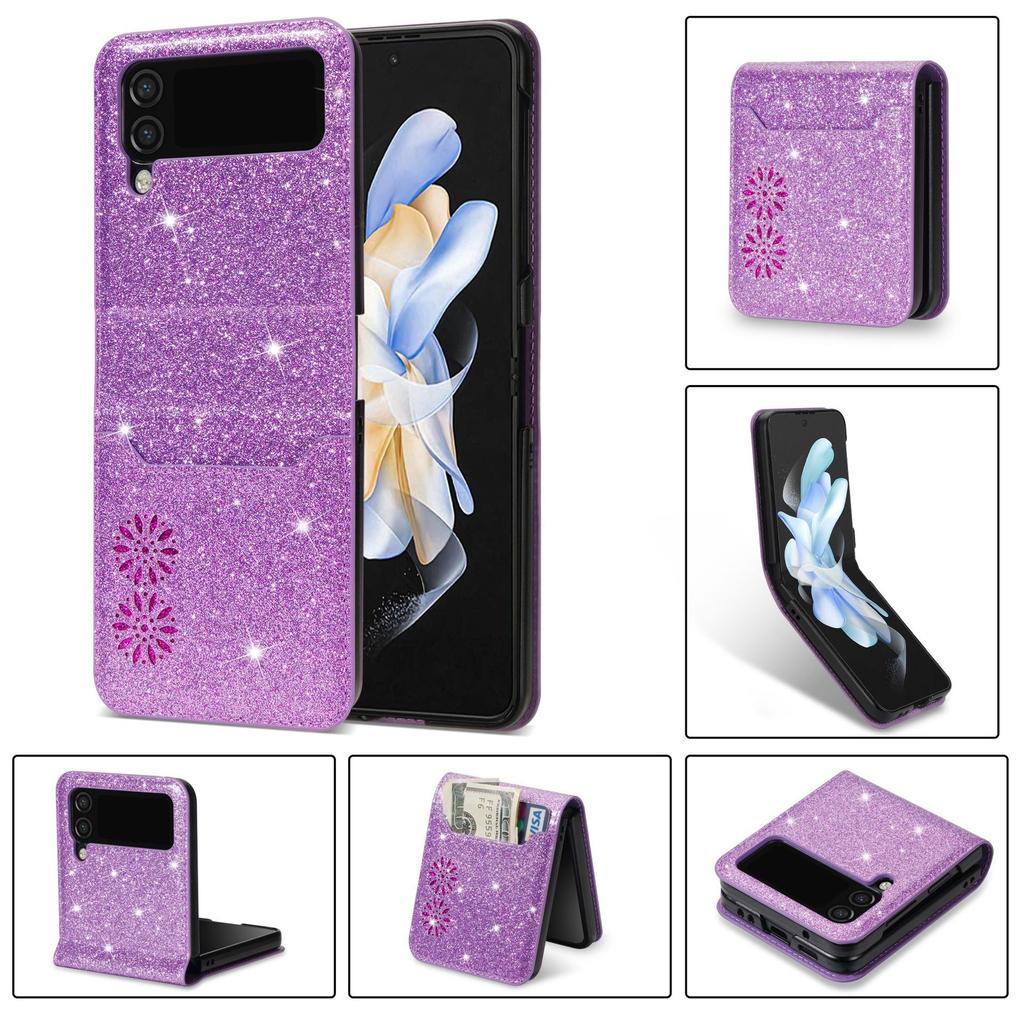 Suitable for Samsung Z Flip4 Mobile Phone Case Z Flip3 Glitter Star Card Anti-drop Protective Case 3rd Generation Folding