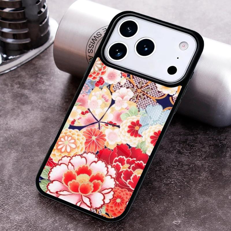 

Чехол для телефона с цветочным узором в японском стиле для iPhone 17 16 15 Pro Max Air 14 13 12 11 Plus Ударопрочный чехол iPhone 14 Pro
