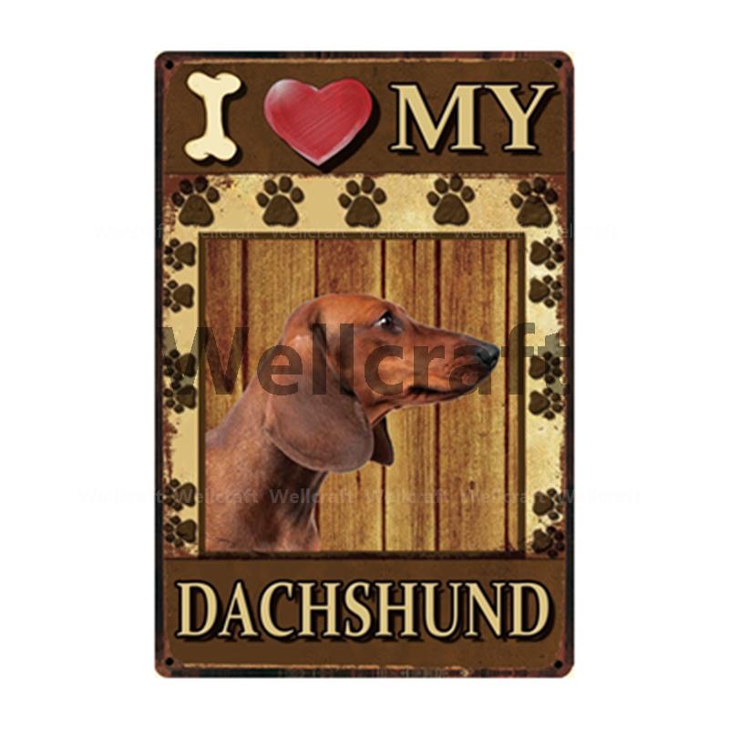 [ WellCraft ] I Love My Dog Border Collie Pug Labrador Metal Sign Tin Poster Home Decor Bar Wall Art Painting 20*30 CM Sizer  L6