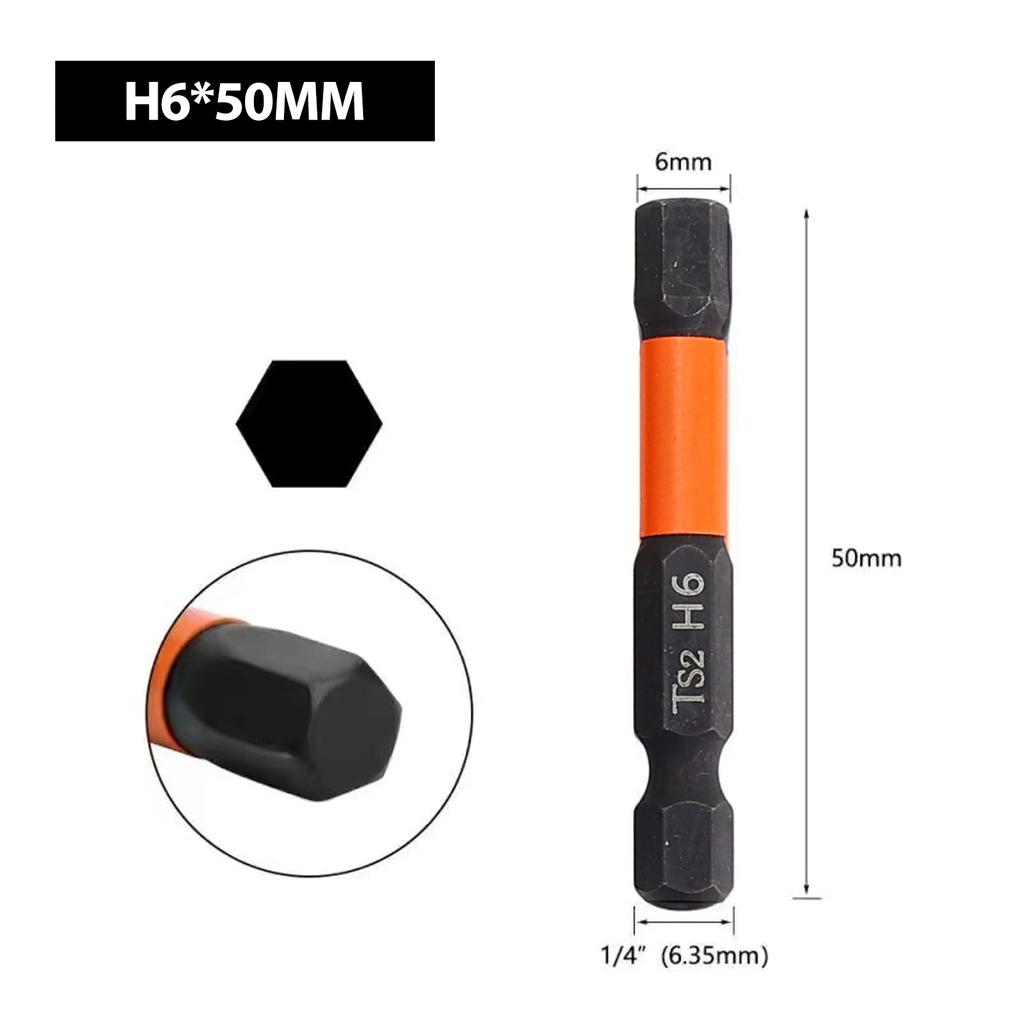 50mm Screwdriver Bit Hex Head Wrench Drill Bit Set Impact Driver Magnetic Screwdriver Drill Bits H1.5 H2.0 H2.5 H3 H4 H5 H6