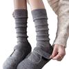 Women's Thickened Wool Slouch Socks: Japanese-Style, Plus Velvet, White, Calf-High, Autumn/Winter