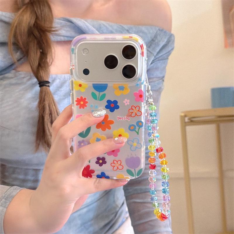 Spring Fresh Flower Chain Case for iPhone 17, 16 Pro Max, 15, 14