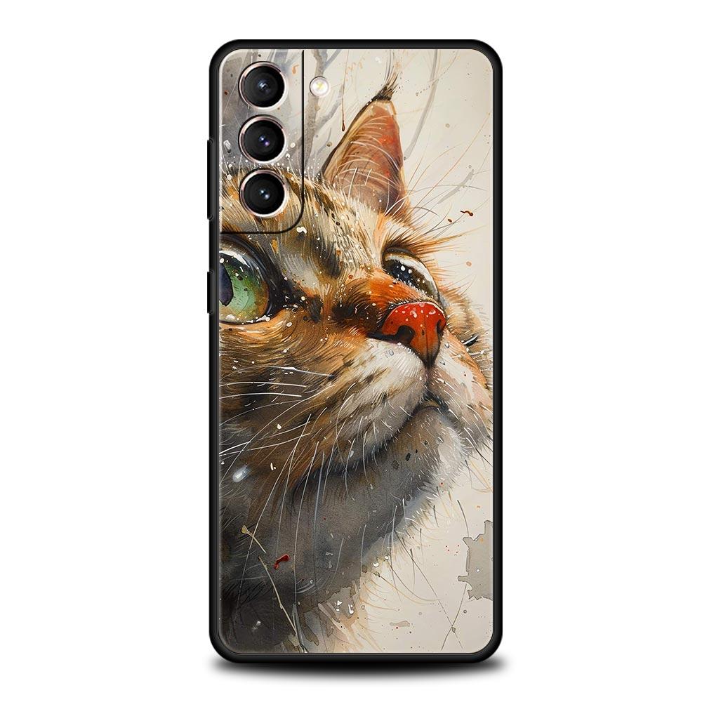Cute Cat Phone Case for Samsung Galaxy S26 S25 S24 S23 S22 S20 S21 FE Ultra S25 Edge Plus 5G Soft TPU Cover Fundas Capas Bags