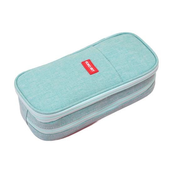 Double Layer Canvas Pencil Case Large Capacity Pencil Bag Waterproof Canvas Pen Pouch Travel Toiletry