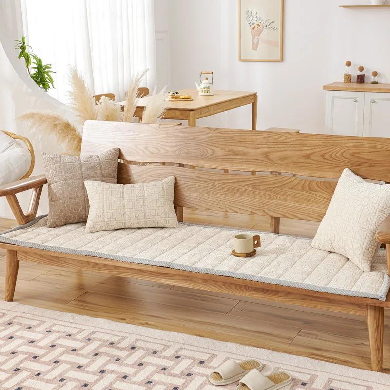 

Новый китайский чехол для дивана из цельного дерева, всесезонная универсальная подушка для дивана, подушка из синели, подушка для дивана, скамейка, противоскользящий утолщенный коврик для дивана 50x50cm 1pcs