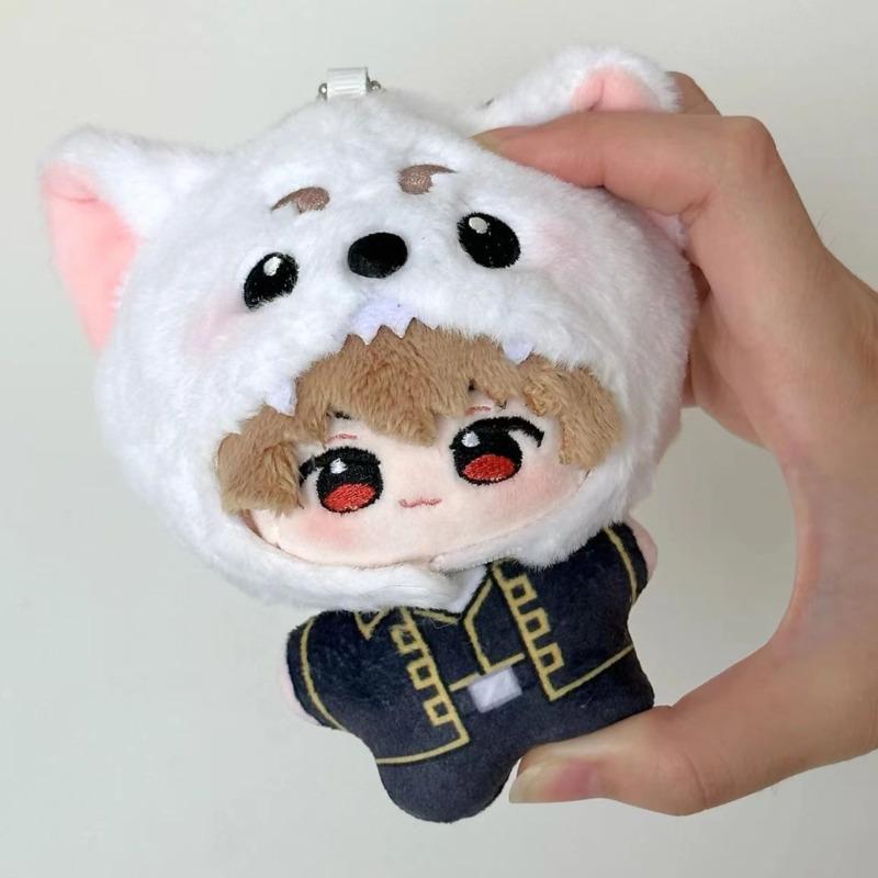 Anime Plushie Sakata Gintoki Doll 10Cm Cute Okita Sougo Doll Pendant Kagura Keychain With Headgear Anime Merchandise Gift