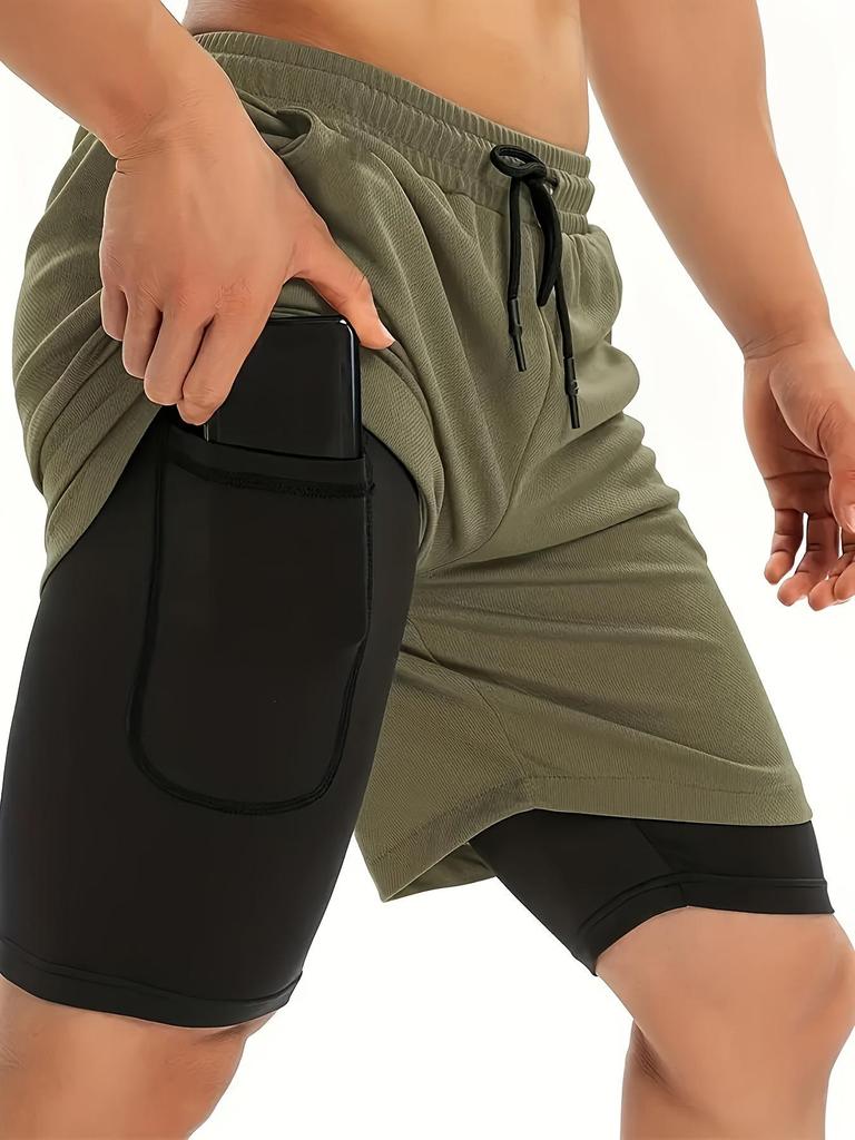 Men's PRO Breathable Mesh Double Layer Quick-Dry Loose Fit Running Shorts