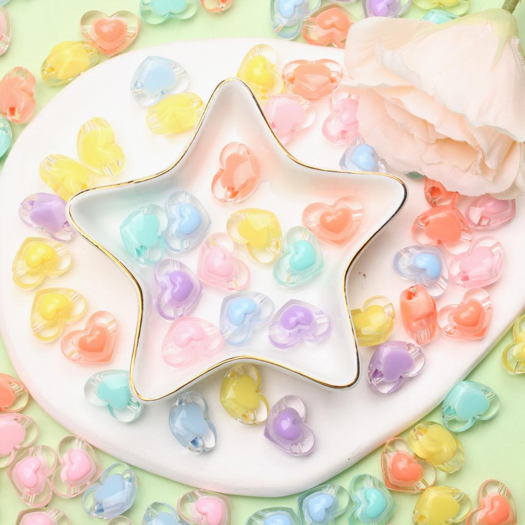 Candy Color For Jewelry Making Loose Beads DIY Crafts 10Pcs 13*17mm Pendant Heart Crafts Wholesale Necklace Bracelet Transparent Acrylic Unisex