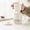 High-end Sheep Fat Jade Mug with Lid Tea and Water Separation Personal Cup Filter Tea Separator Mug Work Office Cup Drinkware