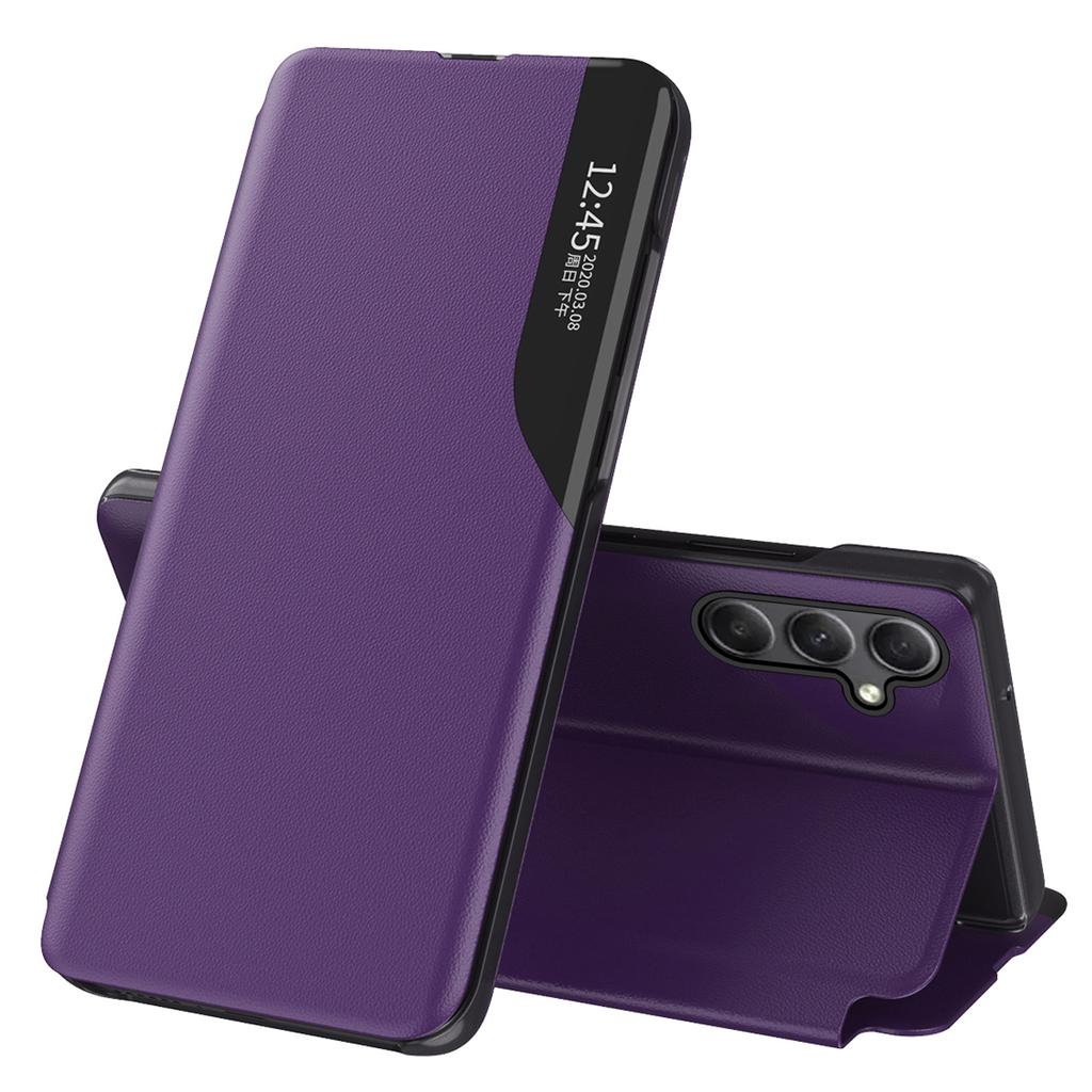 Para Samsung Galaxy A34 5G Funda de Cuero con Tapa y Ventana de Visualización y Soporte para Teléfono Cierre Automático Magnético