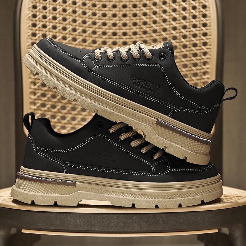 

Мужские рабочие ботинки 2025 осень-зима новые универсальные уличные ботинки с большой головой на платформе, нескользящие, не рвущиеся, ботинки Мартин 38