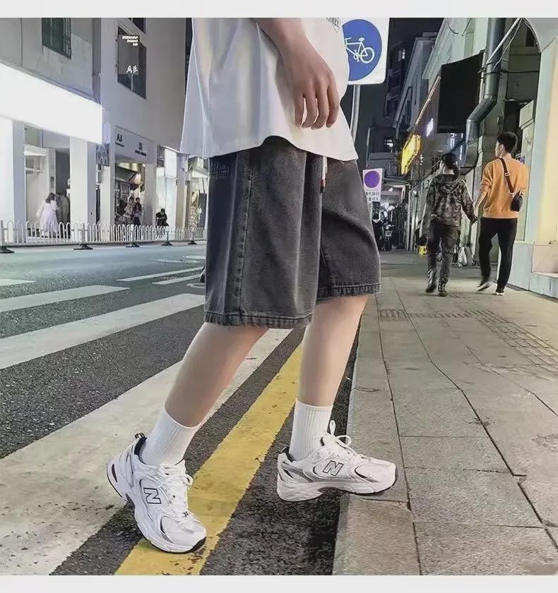 Men's Summer Japanese Straight Denim Wide-Leg Casual Mid-Length Shorts