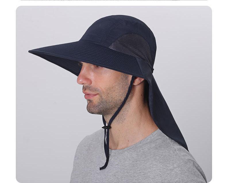 Herren Sommer Sonnenschutz Fischerhut mit breiter Krempe, Nackenschutz und Netzeinsätzen an den Seiten für Outdoor-Aktivitäten