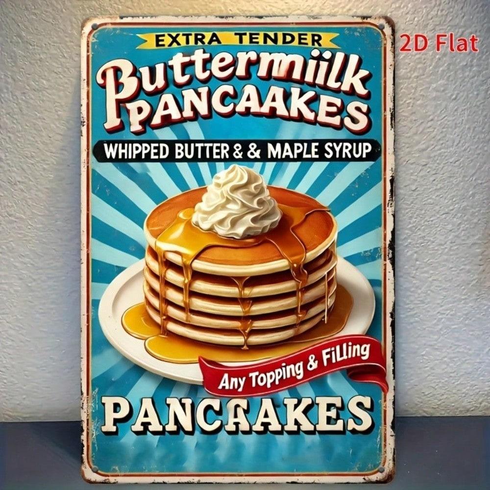 

Vintage Rustic Pancakes Metal Tin Sign Kitchen Wall Decor Farmhouse Cafe Retro різнокольоровий