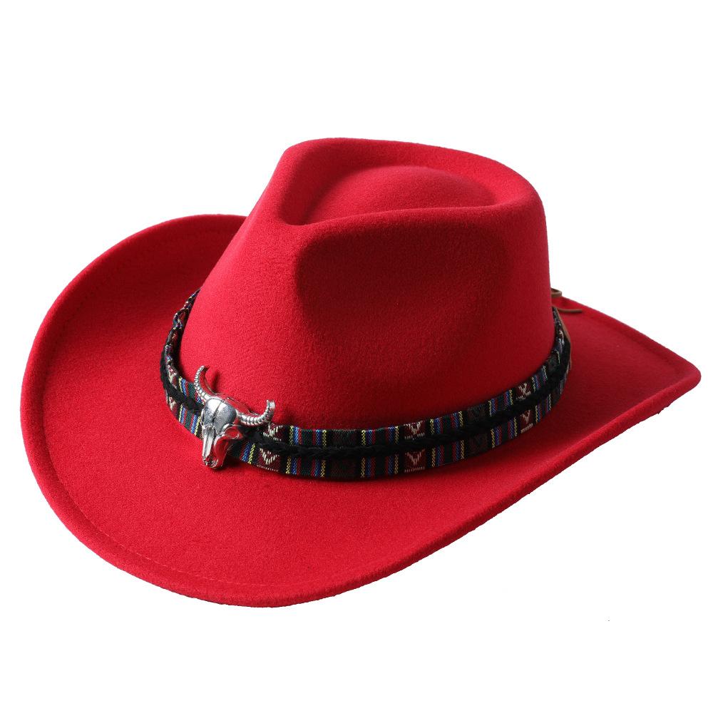 Dark purple Cowboy Hat New Jazz Knight hat cowboy hat monochrome felt hat men's and women's large brim outdoor hat