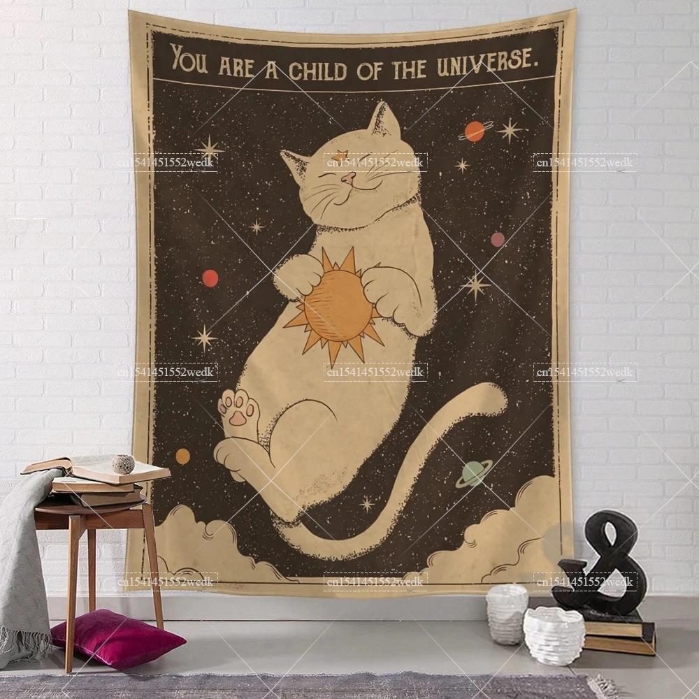 Tiger Tapestry Animals Cat Tarot Tapestry Wall Hanging Aesthetic Bedroom Decor Polyester Tapestries Large Background Cloths