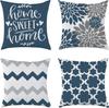 Farmhouse Pillow Covers Of 4 Gray Double-Sided Printed Throw Pillow Covers - Super Soft Short Plush Pillow Case For Couch