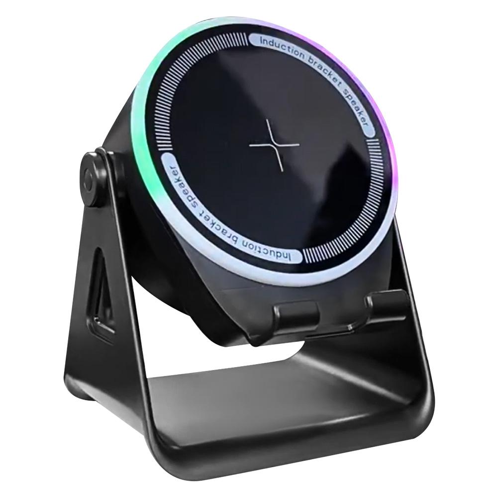 Cell Phone Stand W/ BT Speaker Stereo Sound Portable Bluetooth-compatible Speaker RGB Ambient Light for Home and Outdoors