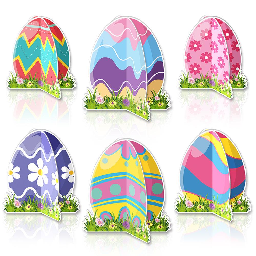 

6pcs Easter paper Easter egg three-dimensional decoration, desktop decoration, For rabbit carnival, birthdays, home decoration.