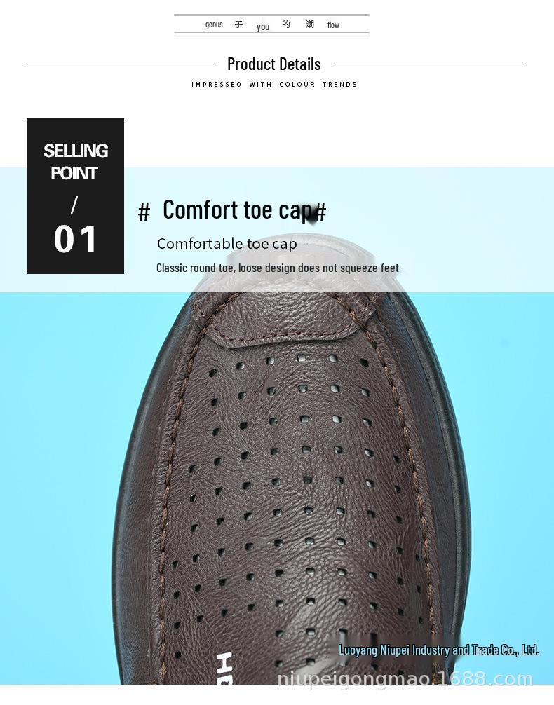 Men s Casual Breathable Leather Sandals - Non-slip Soft Sole for Work 39