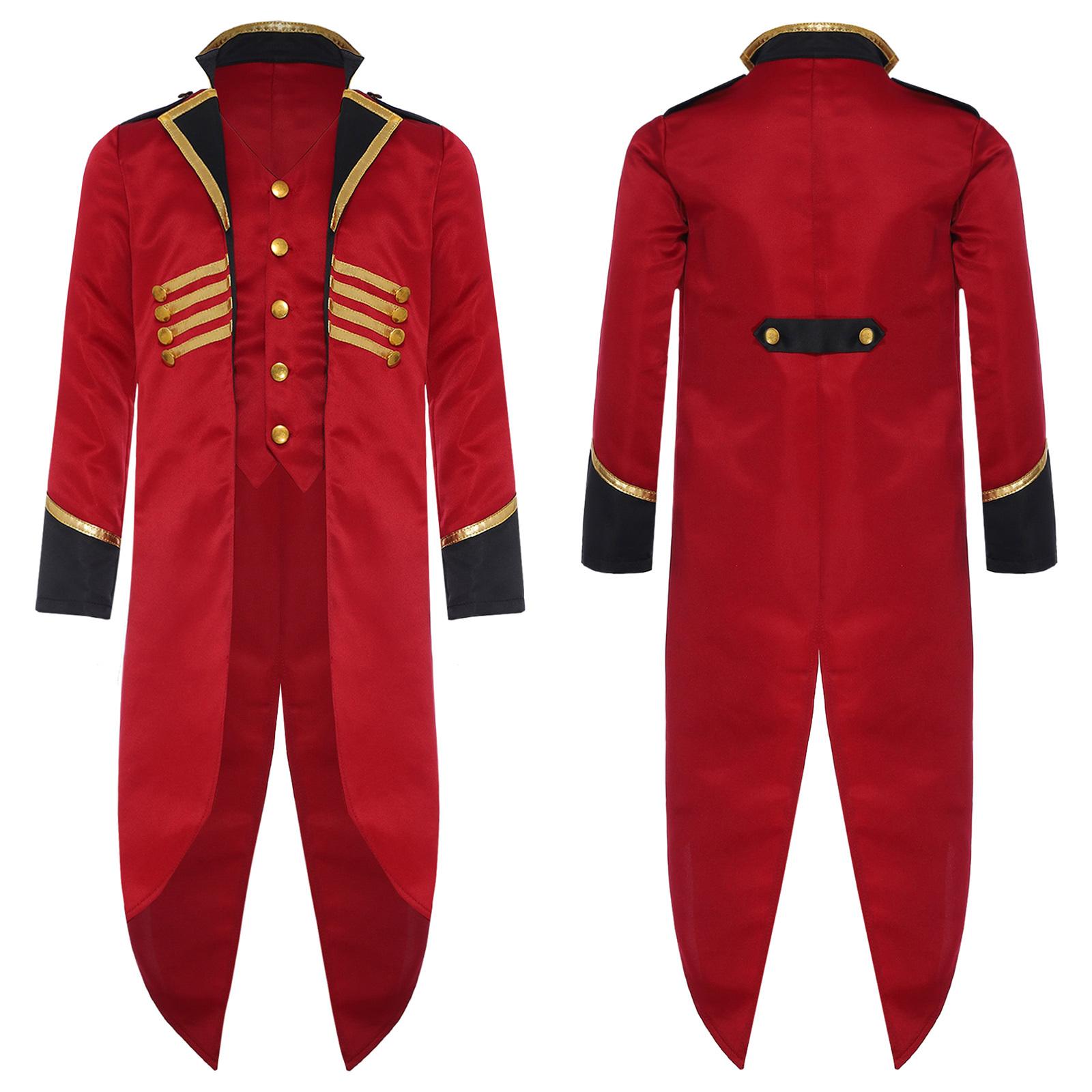 

Детский элегантный стимпанк-жакет, винтажный фрак, костюм для переодевания с имитацией жилета, готический викторианский наряд для вечеринки 5-6 Years бордовый