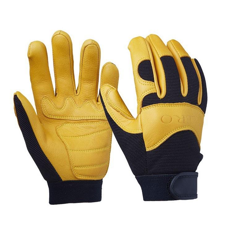 First layer deerskin riding gloves fitness motorcycle outdoor sports retro protective gloves S（91g±15） жёлтый