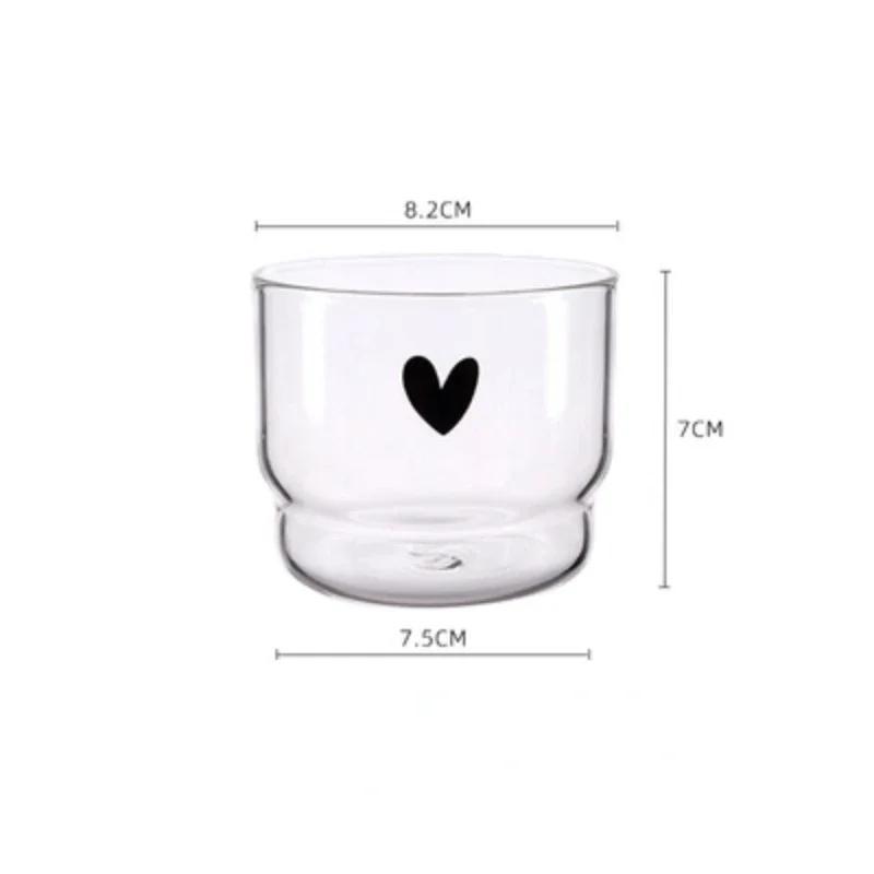 300ml Love/Happy Wall Glass Cup Milk Coffee Heart Cups Heat Resistant Healthy Drink Mug Tea Mugs Transparent Drinkware Mug