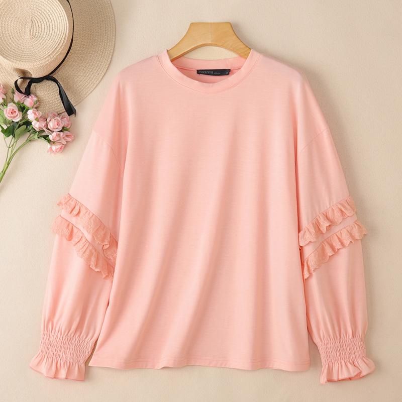 ZANZEA Women Casual Round Neck Loose Long Sleeve Blouse