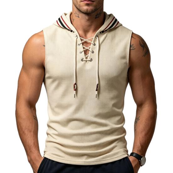 Męski Tank Top Mięśniowy, Bezrękawnik z Kapturem Slim Fit, Oddychająca Kamizelka Treningowa na Siłownię na Lato na Zewnątrz