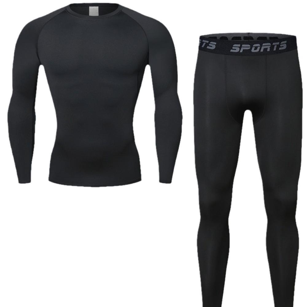 Winter Men Thermal Underwear Set Mens Fleece Lined Warm Undershirts Long Johns Compression Tights Fitness Sports Tracksuit Set