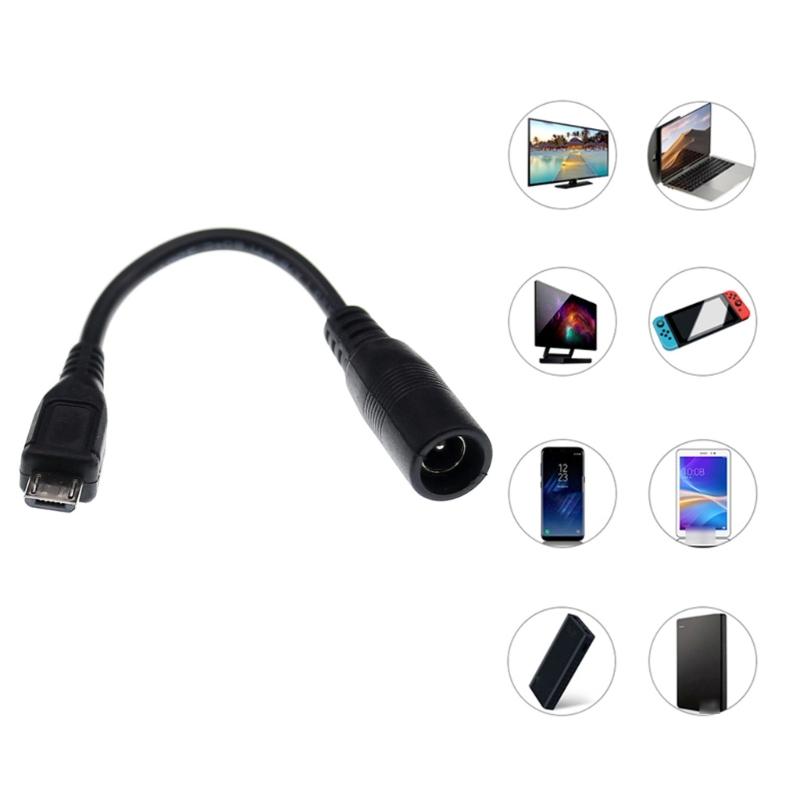 DC5.5 x 2.1mm Female Jack to Micro USB Male Plugs Power Connector Adapter Cable Extension Cord Support up to 5V3A 15W