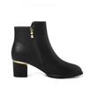 Round Toe Side Zip High-heeled Thick Soled Women's Leather PU Solid Color Classic Ankle Boots