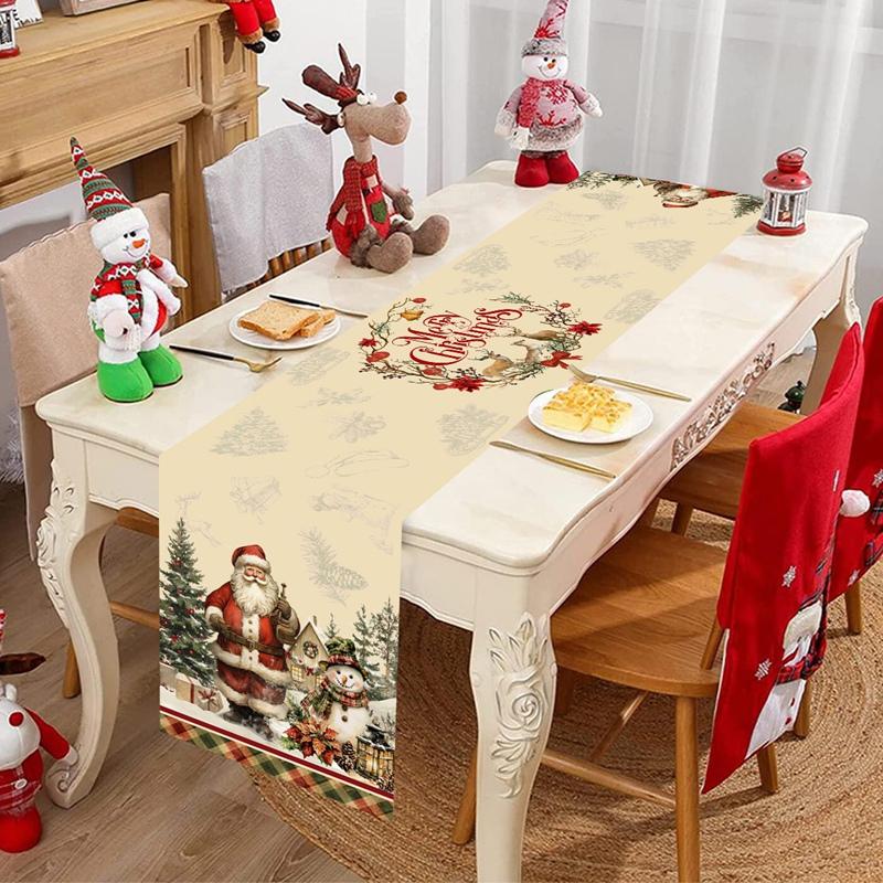 Weihnachts-Tischläufer im Vintage-Stil Retro Weihnachtsmann Tischdecke Weihnachtsdekorationen für Zuhause 2026 Navidad Noel Geschenk Neujahr 2026