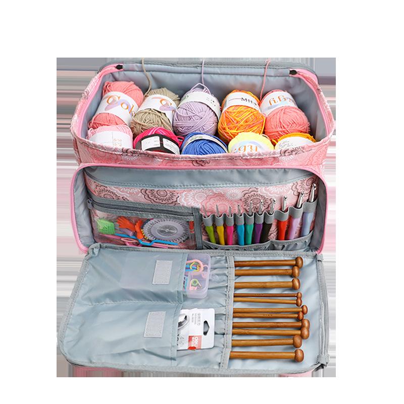 2025 Knitting & Crochet Yarn Organizer Bag - Square Storage for Needles & Hooks