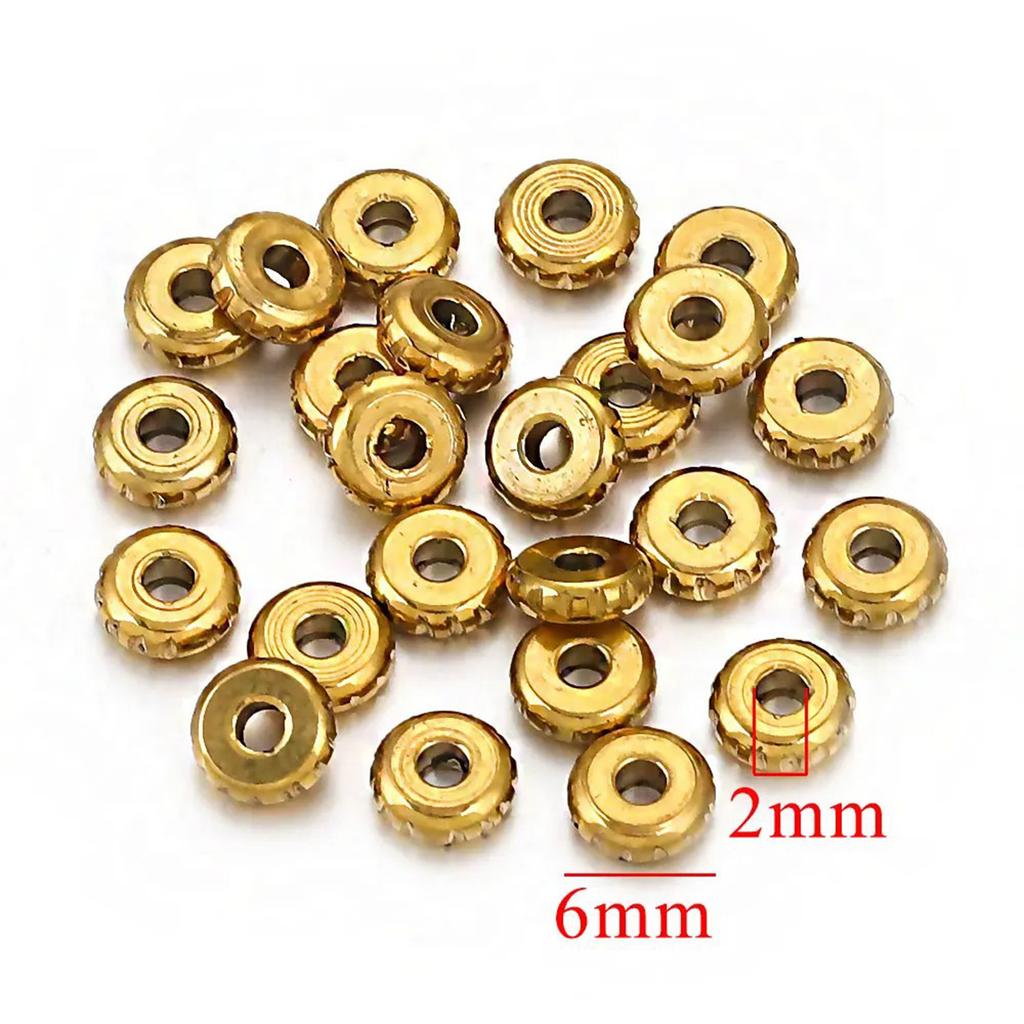 10/20PCS 304 Stainless Steel Beads For DIY Jewelry Making Flat Spacer Beads Round Carved Pattern For Bracelet Diy Jewelry Making