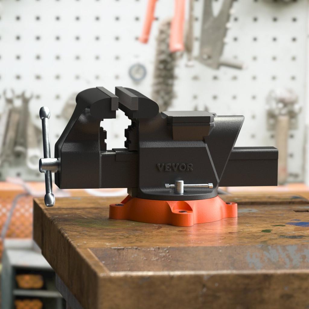 6" Bench Vise W/ Anvil 360°Swivel Locking Base Heavy Duty Ductile Iron
