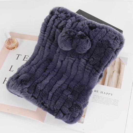 New lady real rex rabbit fur hat Natural warm rex rabbit fur hat scarf Women hand knitted soft real rabbit fur caps scarves