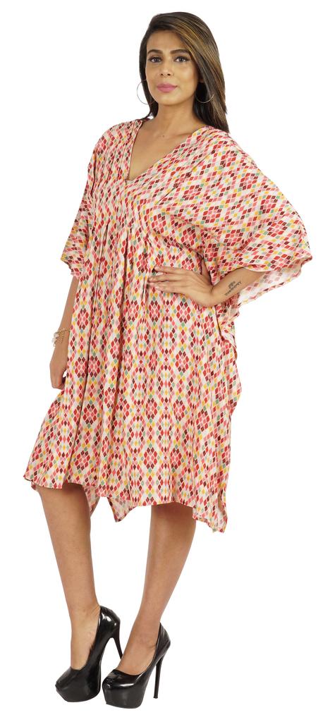 Moomaya Womens Short Kaftan Cover Up Night Dress Kaftan Gown Kimono