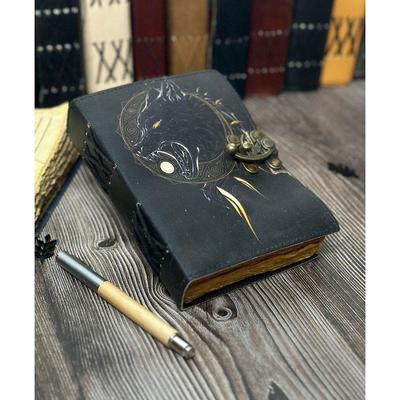 Diário Grimório Couro Diário Impresso Livro de feitiços em branco Livro das sombras Couro