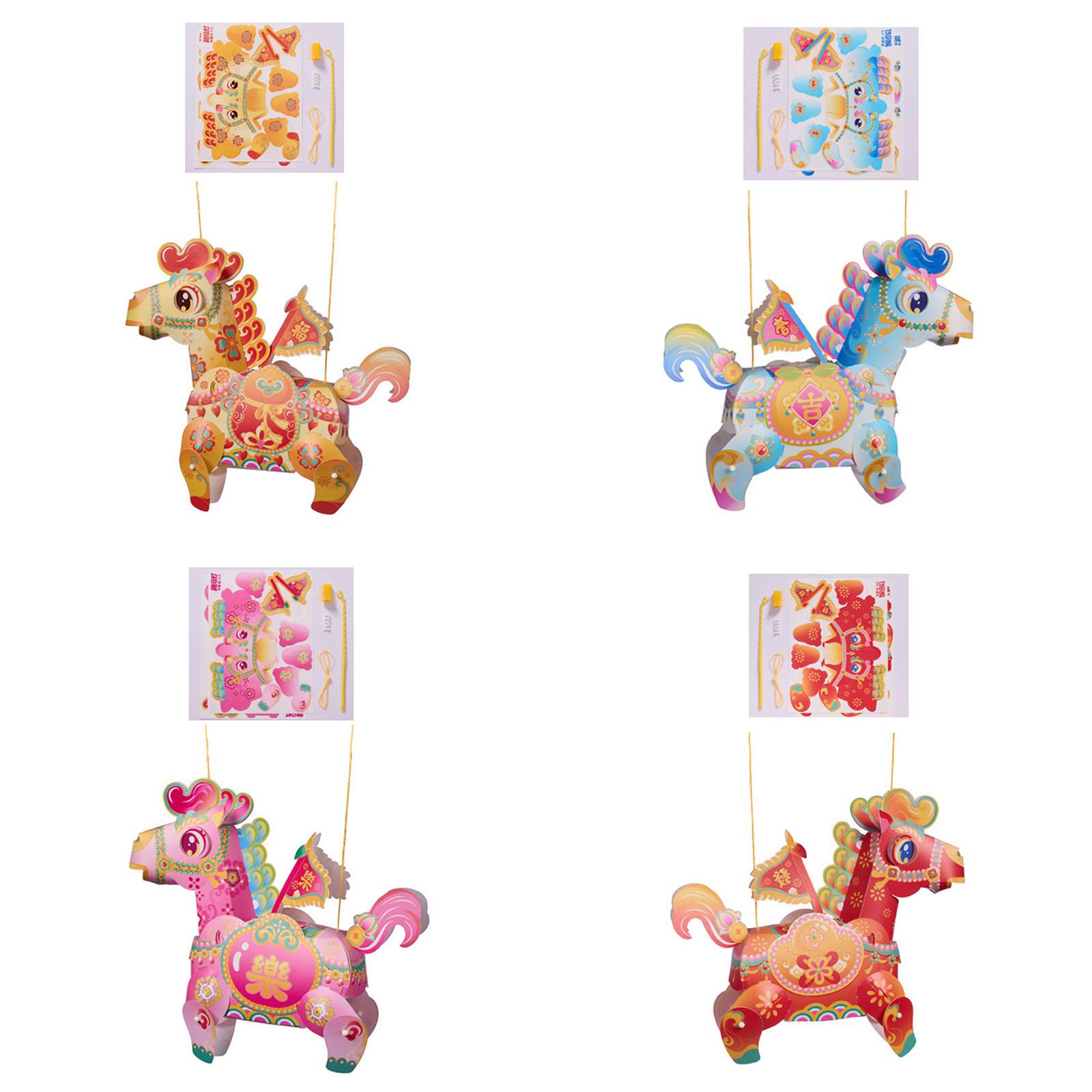 

Educational DIY Craft Kit For Running Horse Lantern Safe Children Learning Activity Lunar New Year Cultural Experience 4
