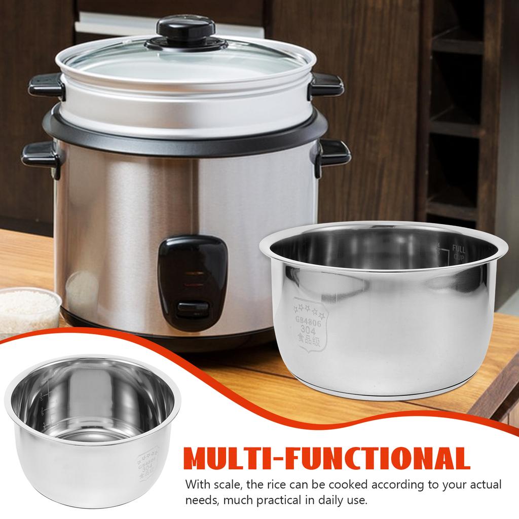 Rice Cooker Inner Pot 304 Stainless Steel Thickened Bottom Compatible Electric Cooker Parts Non Stick Accessories