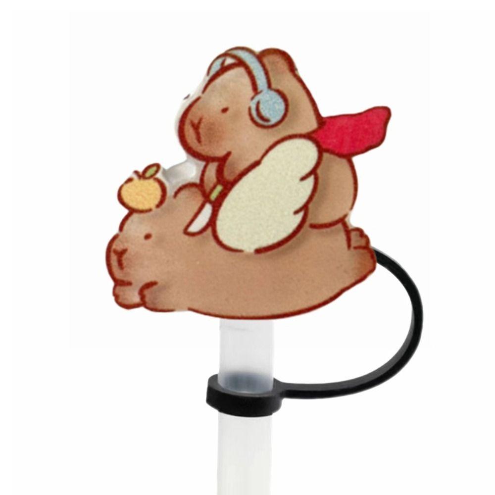 Capybara Straw Tip Covers Cute Spill Proof Stopper Set Creative Capybara Straw Covers Cap