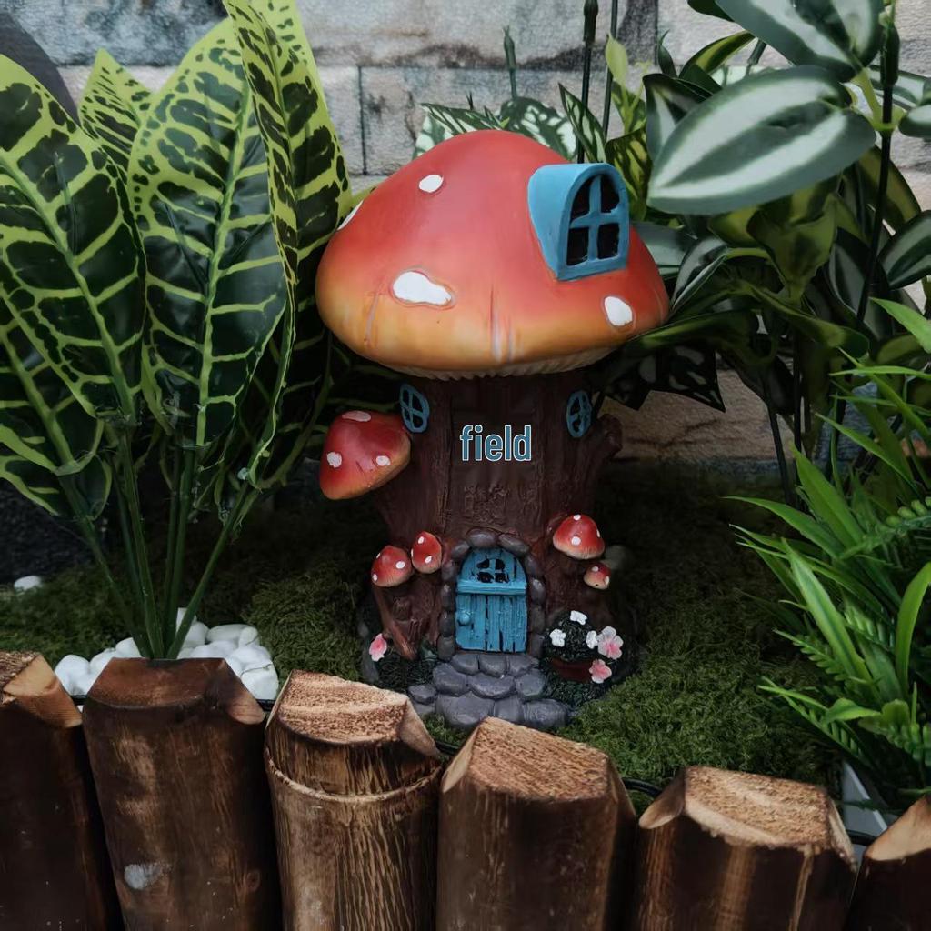 Cross-border Resin Crafts: Creative Garden Mushroom House Statues for Courtyard and Balcony Landscaping