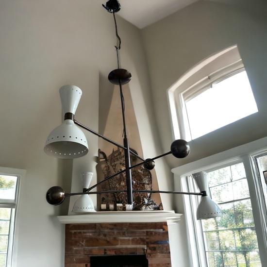 Sputnik 3 Light Mid Century Raw Brass Chandelier Modern Pendant